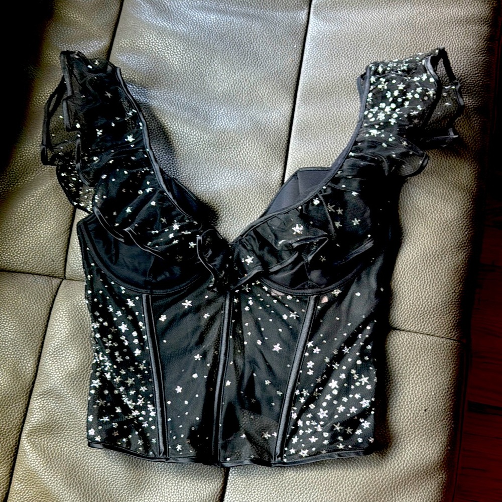 Victoria's Secret Black Starry Bodysuit, new no tags.